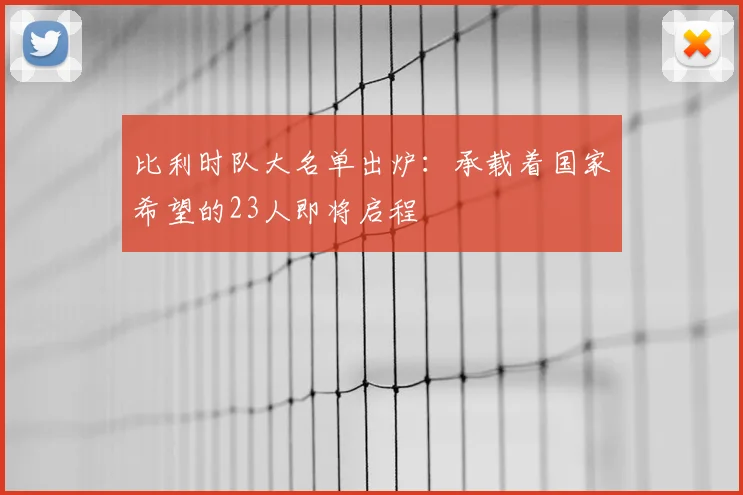 比利时队大名单出炉：承载着国家希望的23人即将启程
